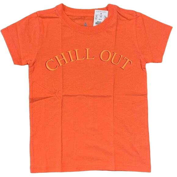 NWT J. Crew Boys' Orange/Coral W/"Chill Out" Graphic T-Shirt - Picture 2 of 9